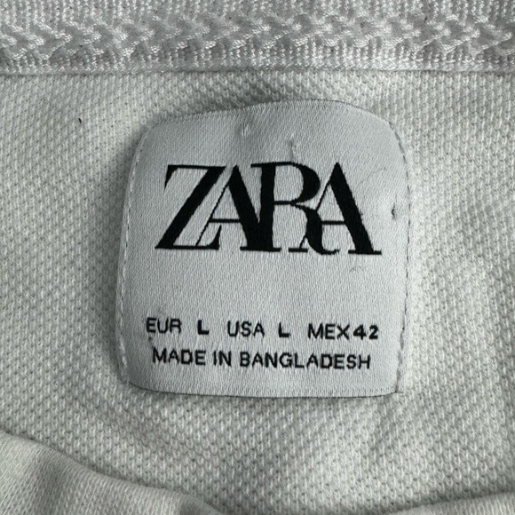 ZARA Men Basic Knit Tee Large L White Tshirt - Picture 2 of 8